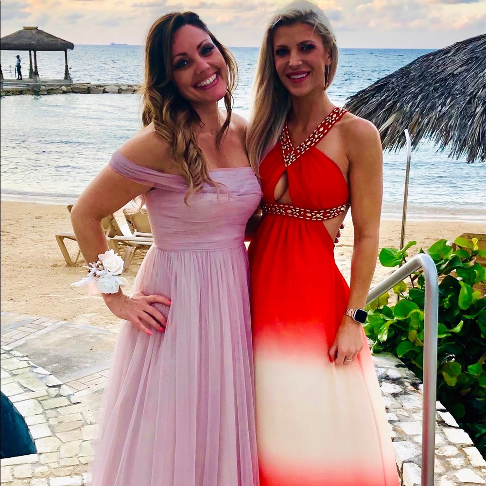 Arden B. Orange Ombe Halter Formal Dress